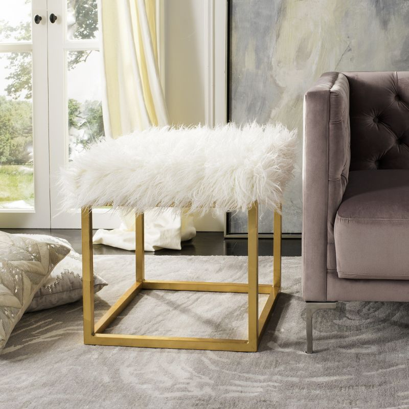 Rowan Square Ottoman - FOX6288 - White - Safavieh Couture