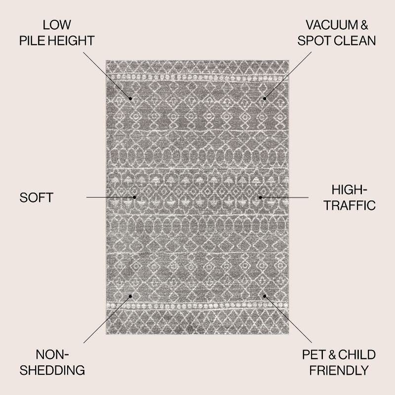 8'x10' Izil Moroccan Beni Souk Area Rug, Gray/Cream - JONATHAN Y