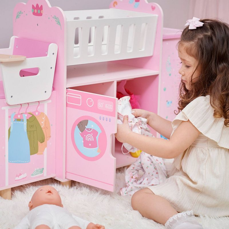 Teamson Kids Olivia's Little World 6-in-1 Wooden Doll Pretend Play Nursery Station