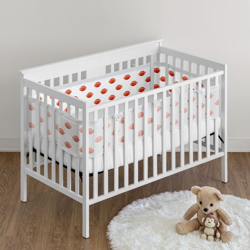 Sweet Jojo Designs + BreathableBaby Boy Breathable Mesh Crib Liner Pad Football Brown and White