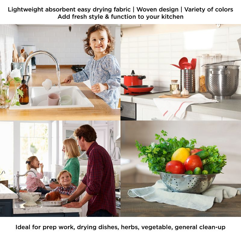 Kitchen Dish Cloth-Set of 16- 12.5x12.5-100% Cotton Wash Cloths-4 Colors of Modern Farmhouse Multi Stripes-Dishcloths for Cleaning by Lavish Home