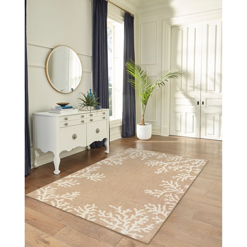 Liora Manne Carmel Coral Border Indoor/Outdoor Rug Sand 7'10" x 9'10"