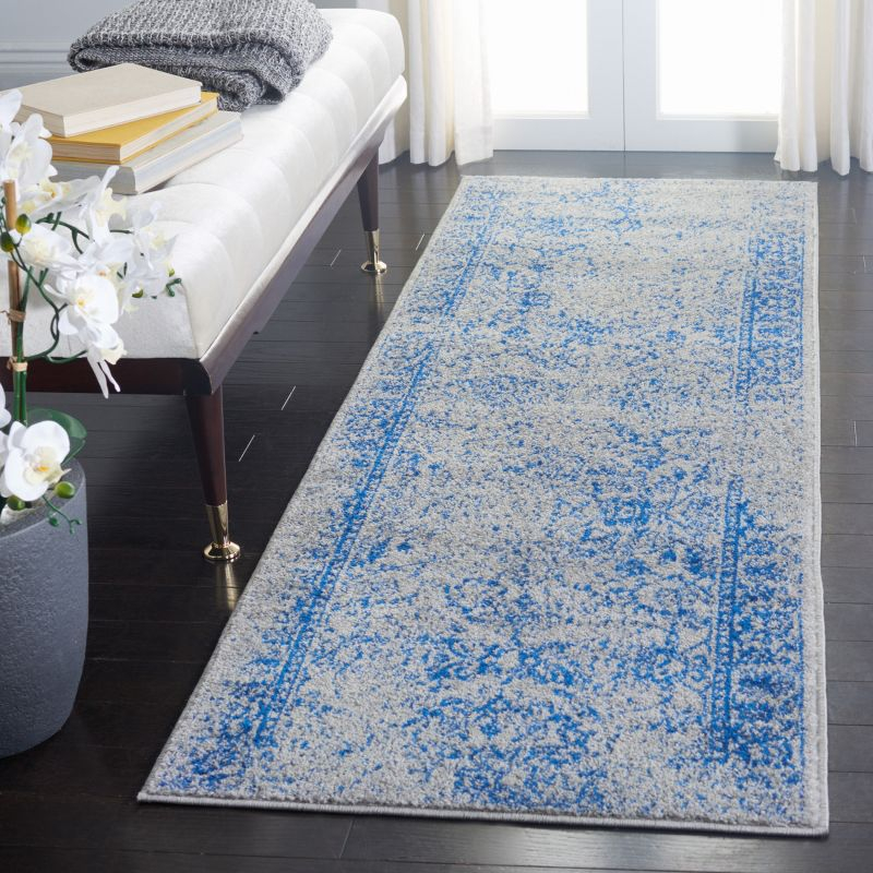Adirondack ADR109 Machine Made Indoor Runner - Grey/Blue - 2'-6"x18' - Safavieh