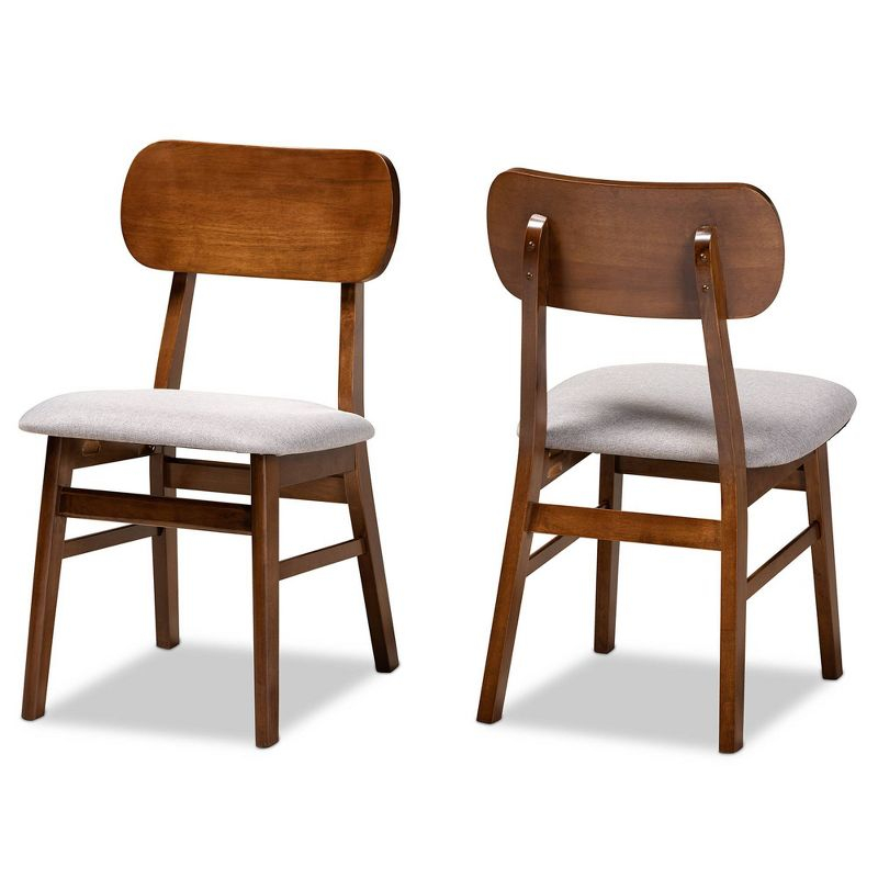 2pc EuclidWood Dining Chair Set Gray/Brown - Baxton Studio: Comfortable Seating, Angled Legs, Polyester