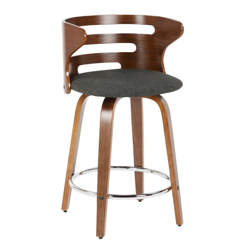 Set of 2 Cosini Upholstered Counter Height Barstool with Backs, Swivel Seat, Chrome Footrest - Lumisource