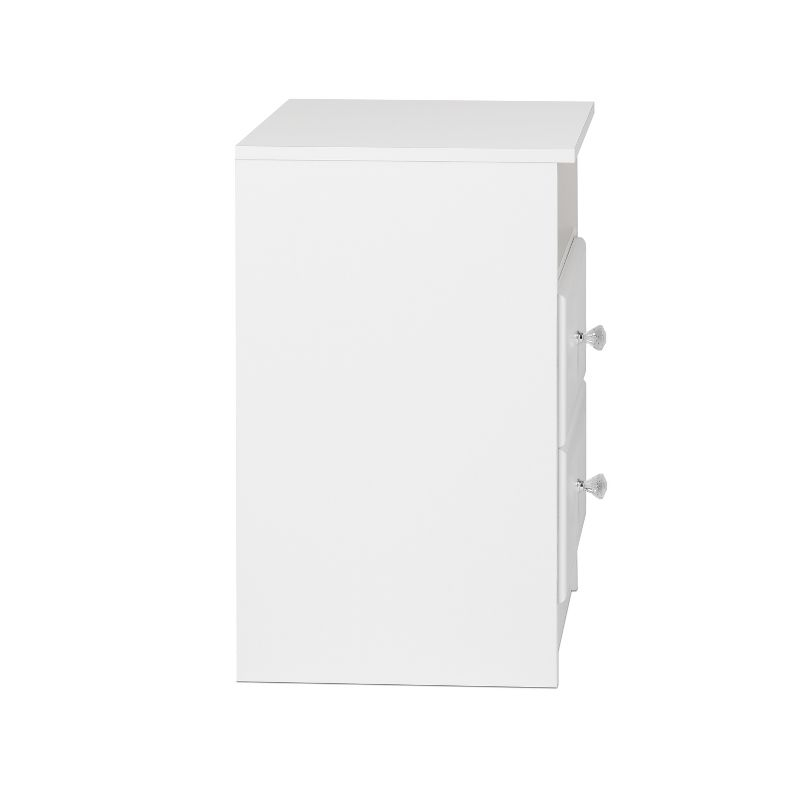 Astrid 2 Drawer Nightstand with Crystal Knobs White - Prepac: Modern Style, Open Shelf Storage
