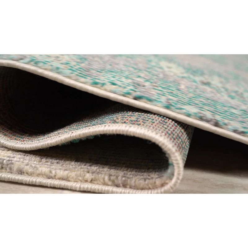 6'x 9' Contemporary POP Modern Abstract Vintage Area Rug, Cream/Blue - JONATHAN Y