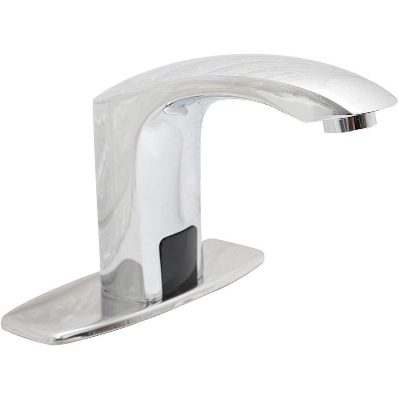 BWE Automatic Sensor Touchless Bathroom Sink Faucet With Deck Plate In Polished Chrome