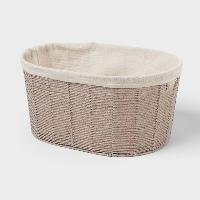 Twisted Paper Rope Oval Laundry Basket - Brightroom™: Gray, Removable Liner, 252 Volume, 2 Handles, FSC Certified