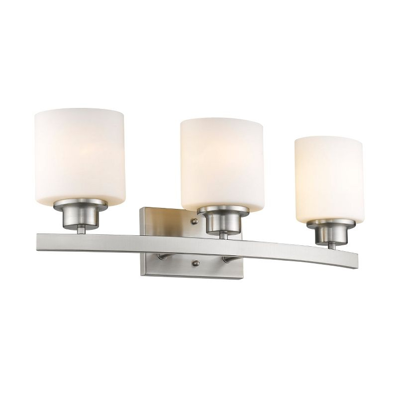 Chloe Lighting Aaliyah Contemporary 3 Light Brushed Nickel Bath Vanity Light Opal White Glass 23" Wide