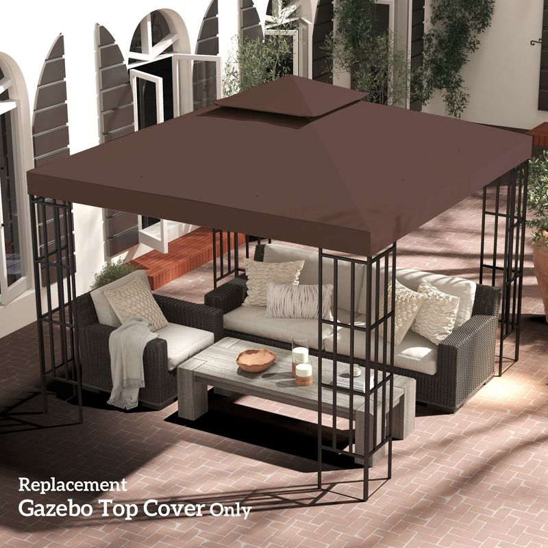 Outsunny Gazebo Replacement Canopy for Model 01 -0153, 2-Tier Top Cover for 9.84' x 9.84' Outdoor Gazebo, Coffee (TOP ONLY)