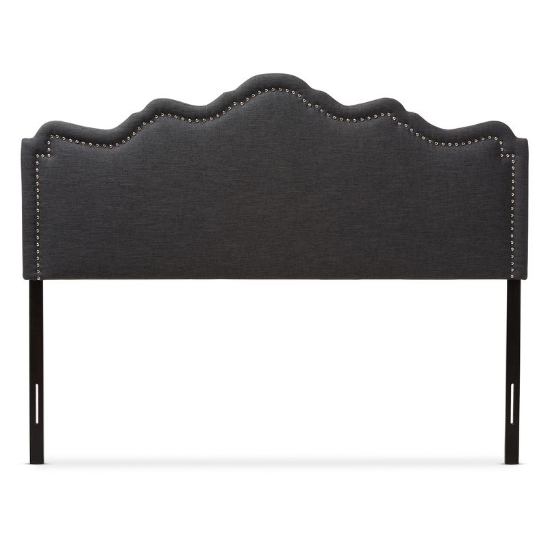 Queen Nadeen Modern Fabric Headboard with Nailhead Trim - Baxton Studio: Adjustable, Polyester, Rubberwood