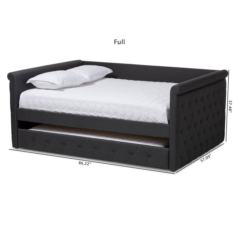 Full Alena Daybed with Trundle Dark Gray - Baxton Studio: Upholstered Bedroom Furniture, No Box Spring Needed