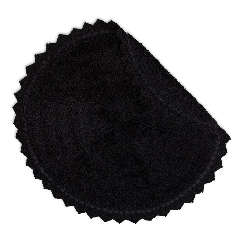 Design Imports Black Round Crochet Bath Mat