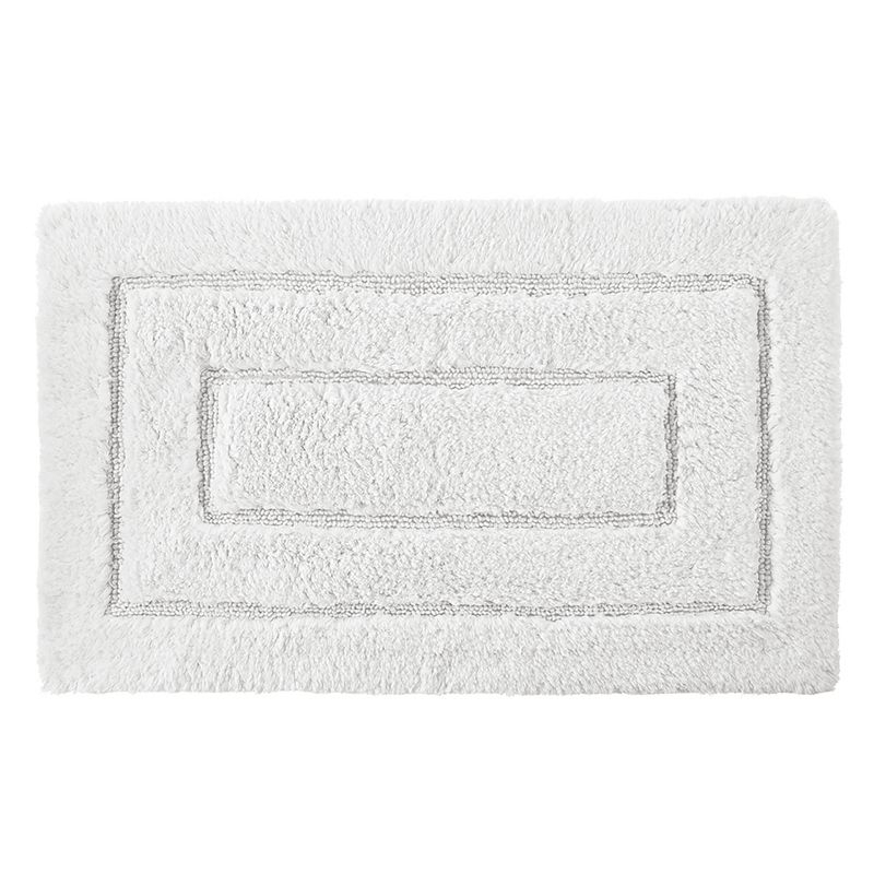 24"x40" Signature Bath Rug White - Cassadecor: Cotton, Machine Washable, Lightweight Spray Latex Backed