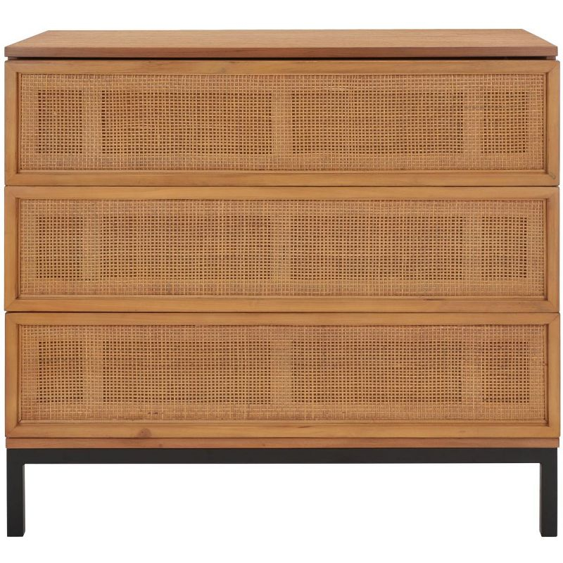 Zadie 3 Drawer Rattan Chest - CHS5004 - Natural/Black - Safavieh