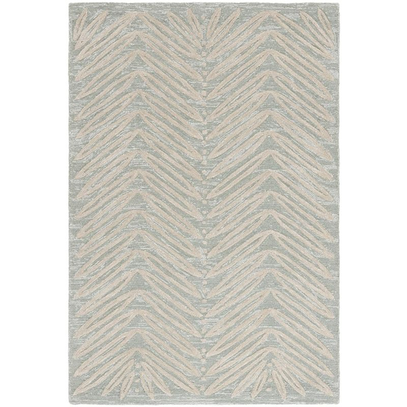 Martha Stewart Chevron Leaves - MSR3612 - Indoor Hand Tufted Area Rugs - Milk Pail Green - 4'x6'