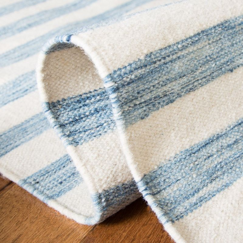 Dhurries DHU575 Hand Woven Flat Weave Area Rug Blue / Ivory 6' X 6'  - Safavieh.