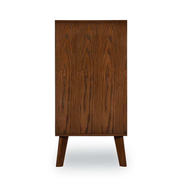 Linon Reid Mid-Century Modern 4 Drawer Wood Chest Dresser Walnut: Veneer Finish, Metal Hardware, Includes Anti-Tip Kit