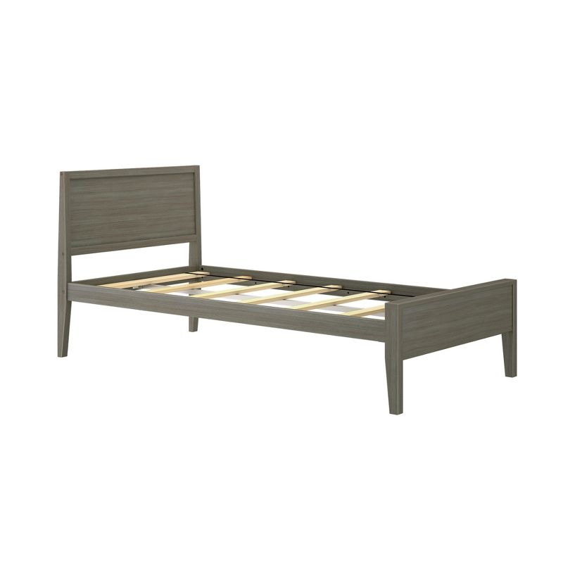 Max & Lily Twin Bed Frame, Solid Wood Classic Platform Bed with Panel Headboard for Kids