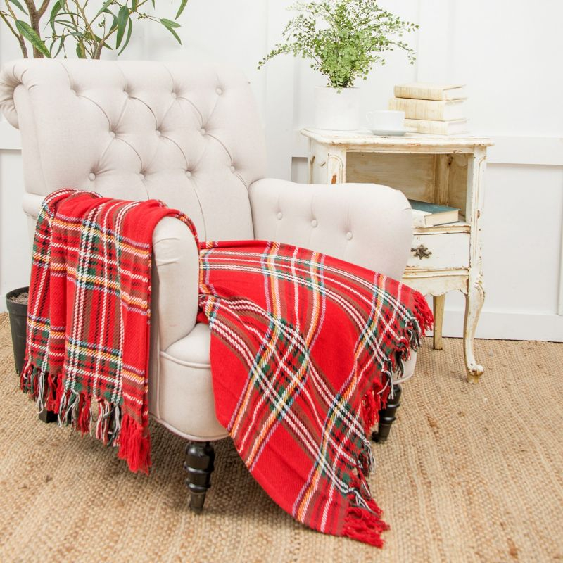 C&F Home 50" x 60" Arlington Plaid Christmas Red Shades Accent Throw Blanket w/ Fringe