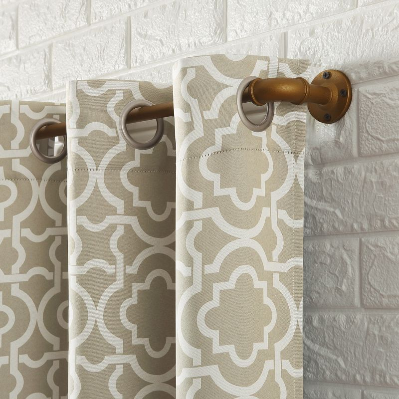 40"x63" Sun Zero Blackout Barnett Trellis Grommet Curtain Panel Taupe: Thermal Insulated, Energy Efficient, Noise Reduction