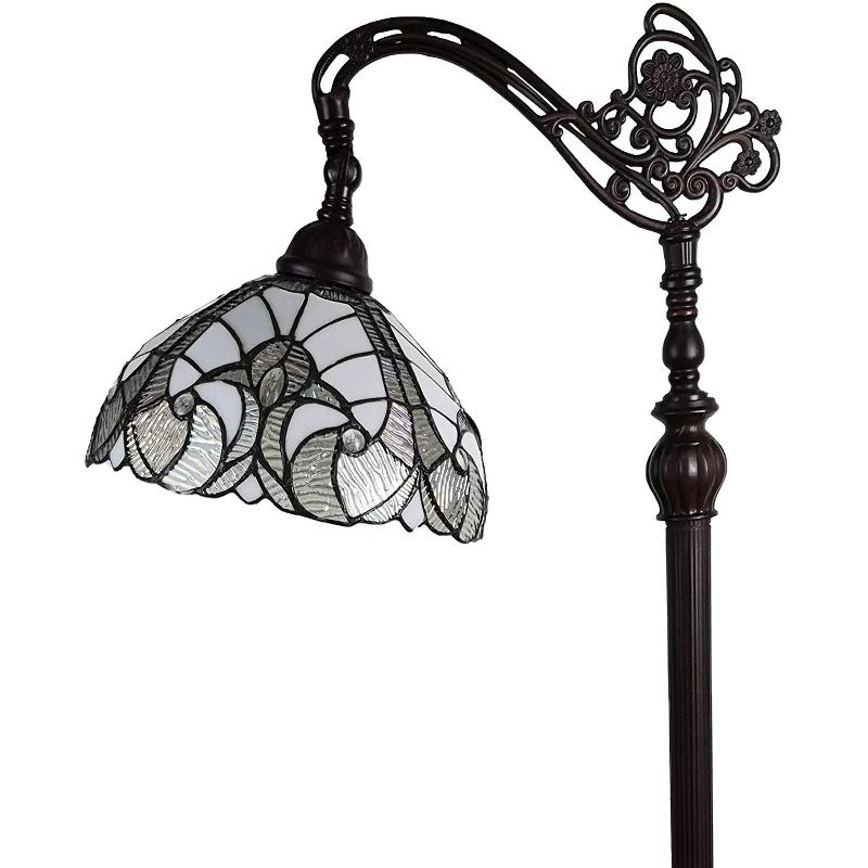Amora Lighting Tiffany Style White Reading Floor Lamp 62" High