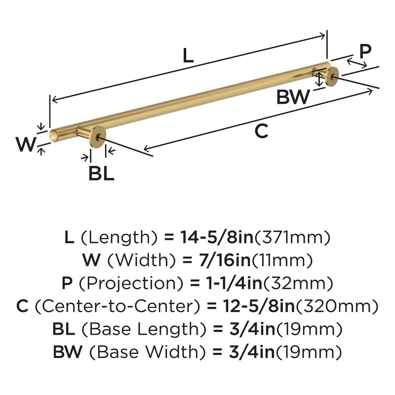 Amerock Radius 12-5/8 inch (320mm) Center-to-Center Champagne Bronze Cabinet Pull
