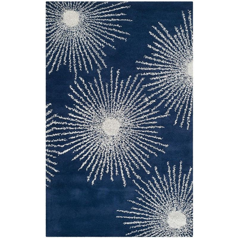 Soho SOH712 Hand Tufted Indoor Area Rug - Dark Blue/Ivory - 6'x9' - Safavieh.