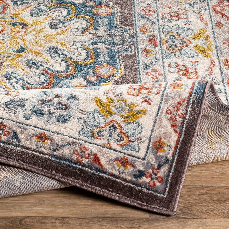 Livabliss 5'3"x7'3" Kashan Traditional Rugs Blue: Stain & Fade-Resistant, Medium Pile, Polypropylene
