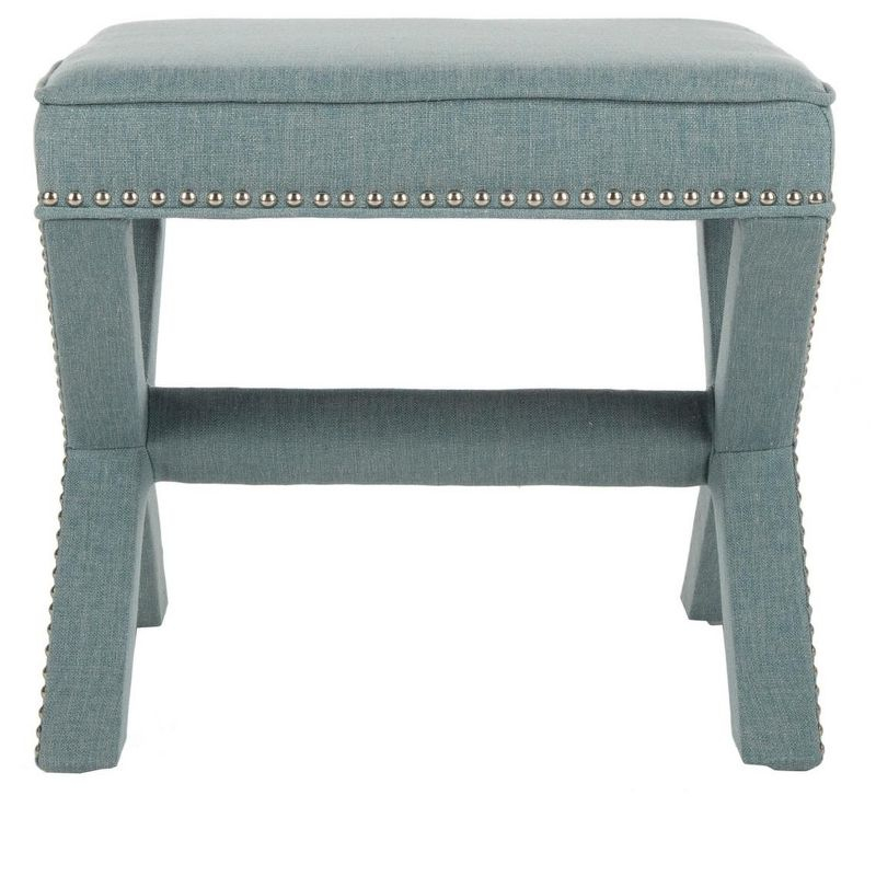 Palmer Ottoman W/ Silver Nail Heads - Sky Blue - Safavieh