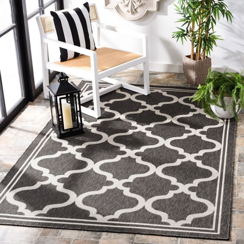 Bermuda BMU810 Power Loomed Indoor/Outdoor Machine Washable Area Rug - Charcoal/Ivory - 5'3"x7'6" - Safavieh