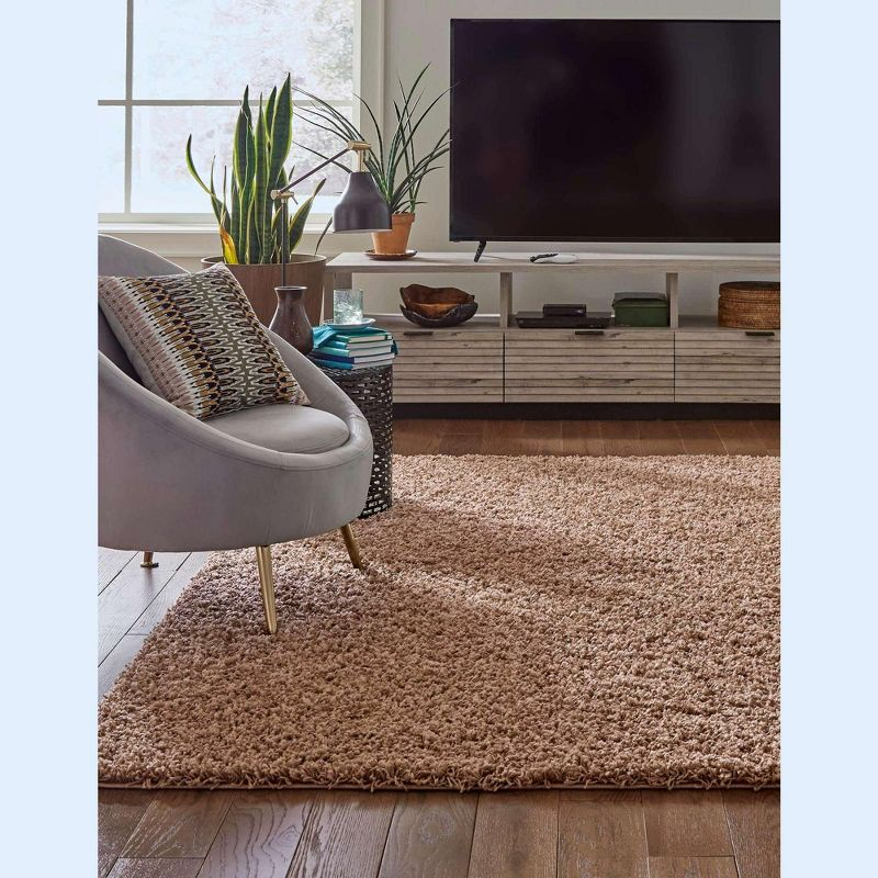 Unique Loom 9' 0 x 12' 0 Rectangle Solid Shag Sandy Brown Area Rug