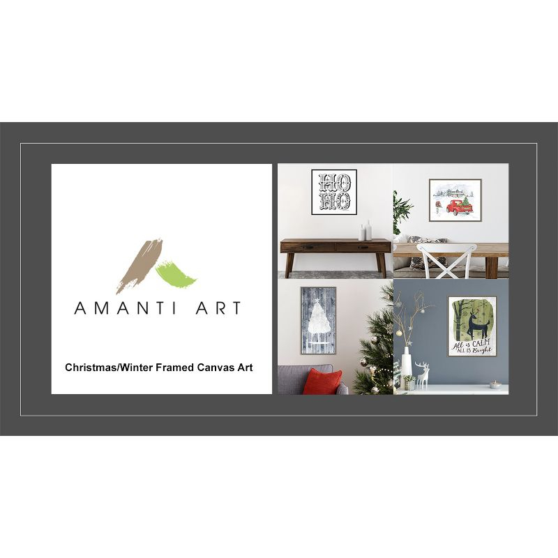 22" x 22" Vintage Wooded Holiday Trees in Snow Framed Wall Canvas Brown - Amanti Art