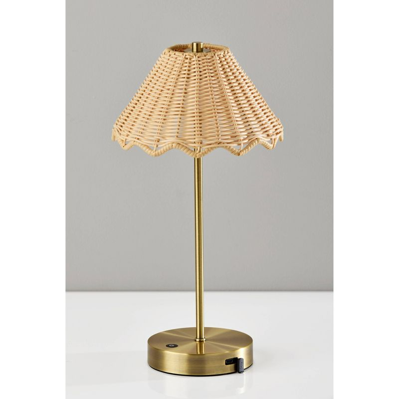 Adesso Stevie Cordless Table Lamp: 15" LED, 3-Way Dimmer, IPX4 Rated, No Assembly Required