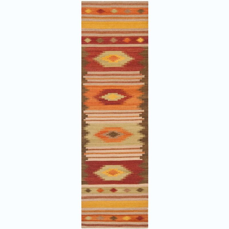 Kilim NVK176 Hand Woven Indoor Runner Rug - Brown/Multi - 2'3"x10' - Safavieh.