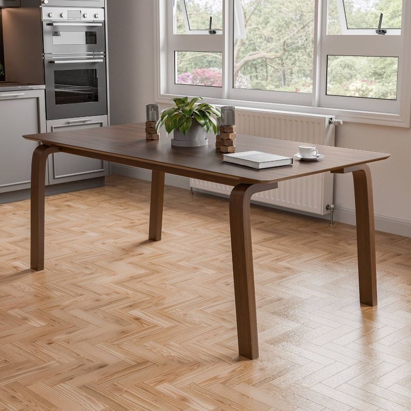 HOMES: Inside + Out 71" Forest Wisp Mid-Century Modern Rectangle Dining Table Seats 6 Walnut