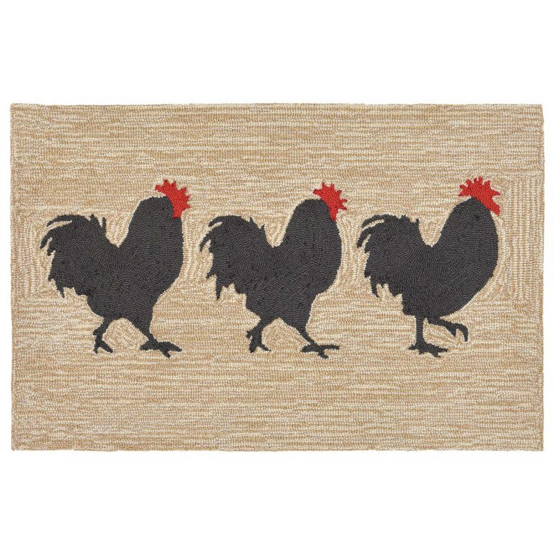 Liora Manne Frontporch Roosters Indoor/Outdoor Rug Neutral 2' x 3'
