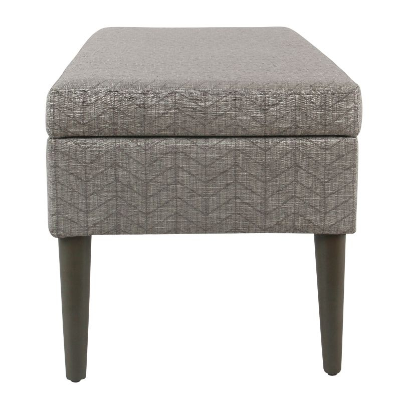 Mid Century Storage Bench Textured Gray - HomePop: Cushioned, Hinged Lid, Solid Wood Legs