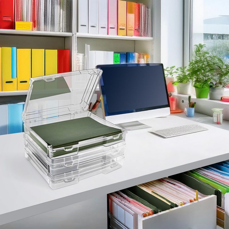 Sorbus Set of 3 Wide Hanging File Organizer Bin Clear Plastic Stackable for Document Storage