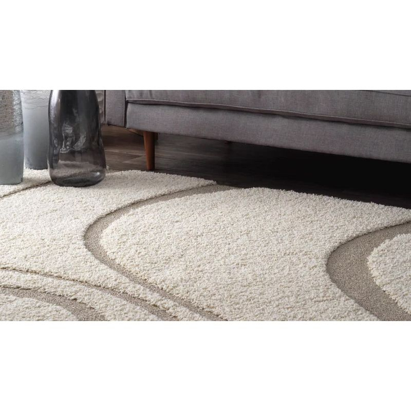Nuloom Carolyn Abstract 6 Square Shag Indoor Area Rug for Living Room Bedroom Dining Room Nursery, Cream/Beige