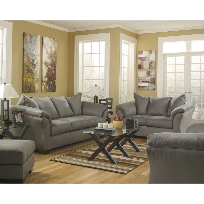Signature Design by Ashley Contemporary Darcy Ottoman Microfiber Cobblestone