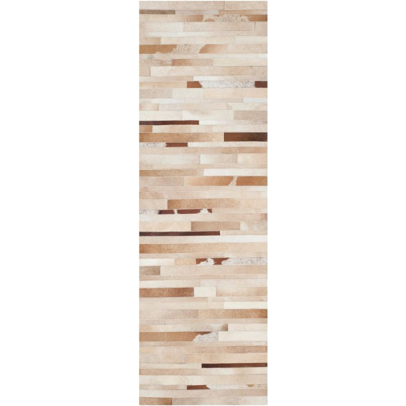 Studio Leather STL218 Hand Woven Indoor Runner Rug - Tan/Ivory - 2'3"x9' - Safavieh