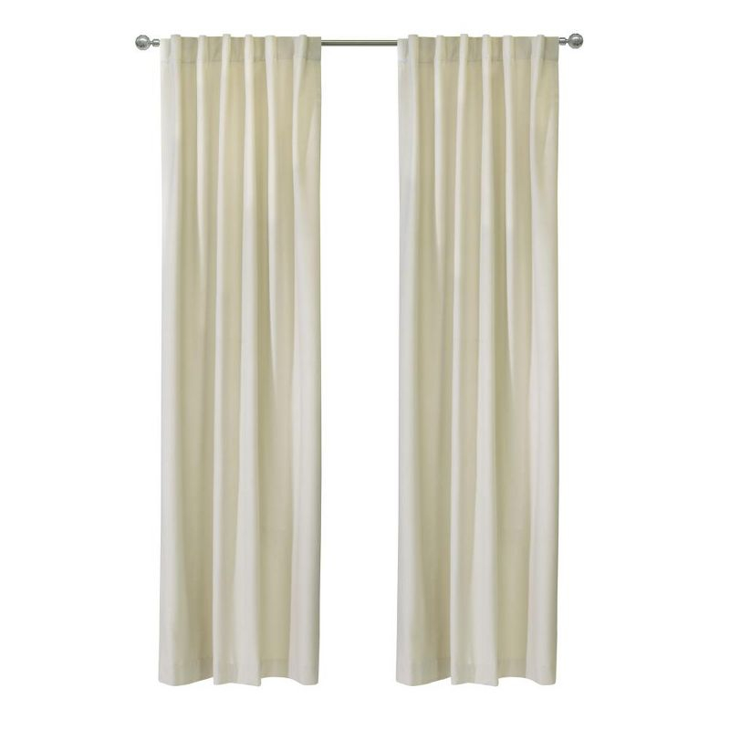 Thermaplus Seren Room Darkening Window Treatment Dual Header Curtain Panel for Bedroom Livingroom 50" x 84" Natural