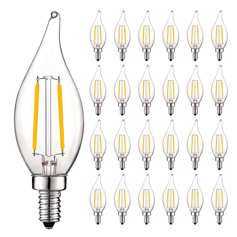Luxrite 4W Vintage Candelabra LED Bulbs Dimmable, 400 Lumens, 3000K Soft White, 40W Equivalent, UL Listed, E12 Base 24 Pack