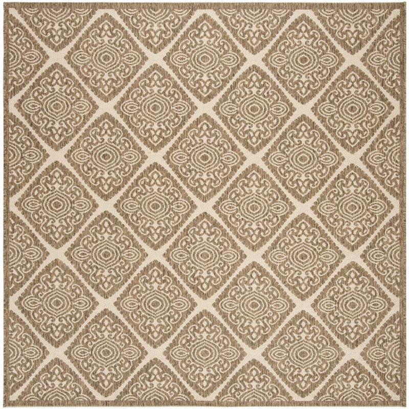 Linden LND132 Power Loomed Indoor/Outdoor Area Rug - Cream/Beige - 6'7"x6'7" - Safavieh.