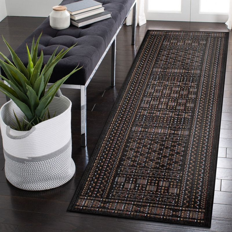 Liora Manne Avena Mosaic Stripe Indoor/Outdoor Rug Midnight 1'11" x 7'6"