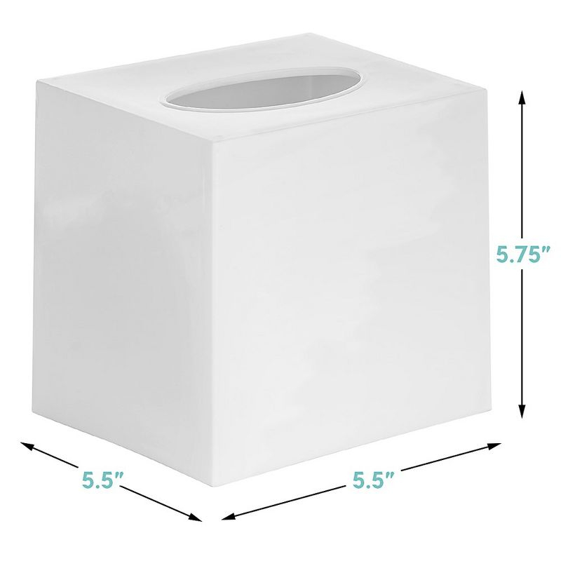 Dwellza Home Square Set of 2 Plastic Decorative Facial Tissue Box Cover Fits Any Vanity Countertop, Bedroom Dresser, Office Desk or Bathroom Decor