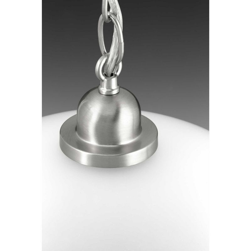 Progress Lighting, Classic Collection, 1-Light Pendant, Brushed Nickel, Etched Glass Shade