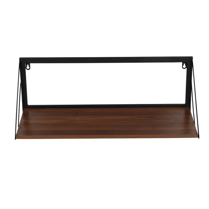 Honey-Can-Do Large Laundry Wall Shelf with Wood Walnut: 24 Inch Floating Shelf, Steel Frame, 15 lb Capacity